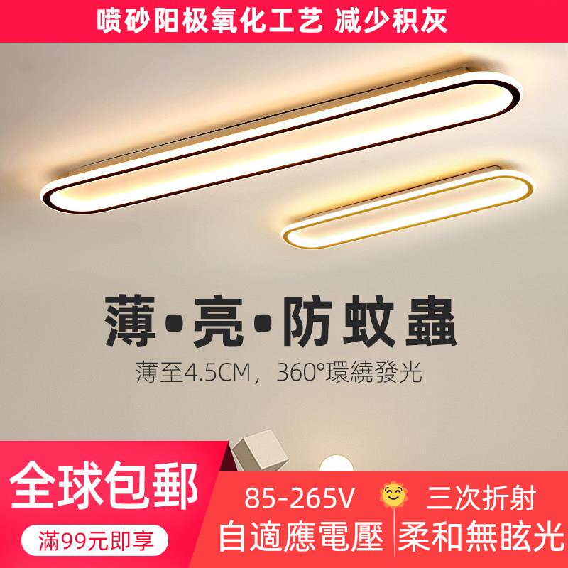 110V长条过道灯一字阳台灯入户玄关灯衣帽间北欧走廊LED吸顶灯G01
