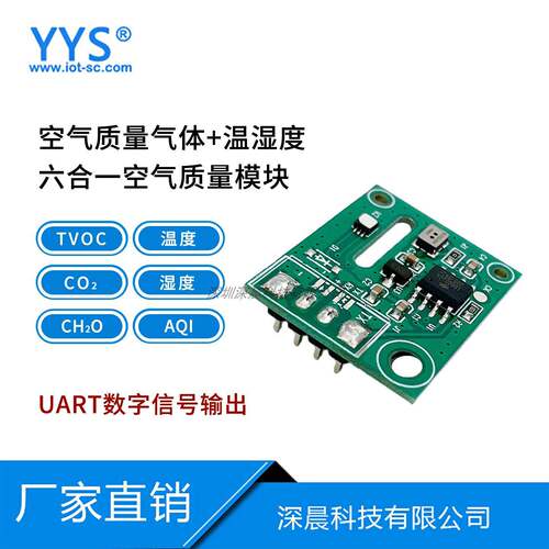 六合一空气质量传感器TVOC温湿度检测模组UART数字信号SC-4M01A
