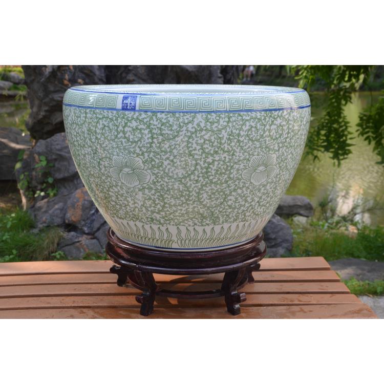 正品鱼缸水族鱼箱景德陶镇瓷缸特大号创艺意花盆术生态金鱼缸乌龟