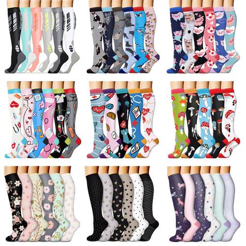 6 Pairs Breathable High Compression Sock Packs for Men &