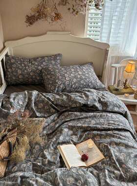 新款亚麻复古诧纯07366棉四件套云感纱提花轻风全棉季床笠奢款被