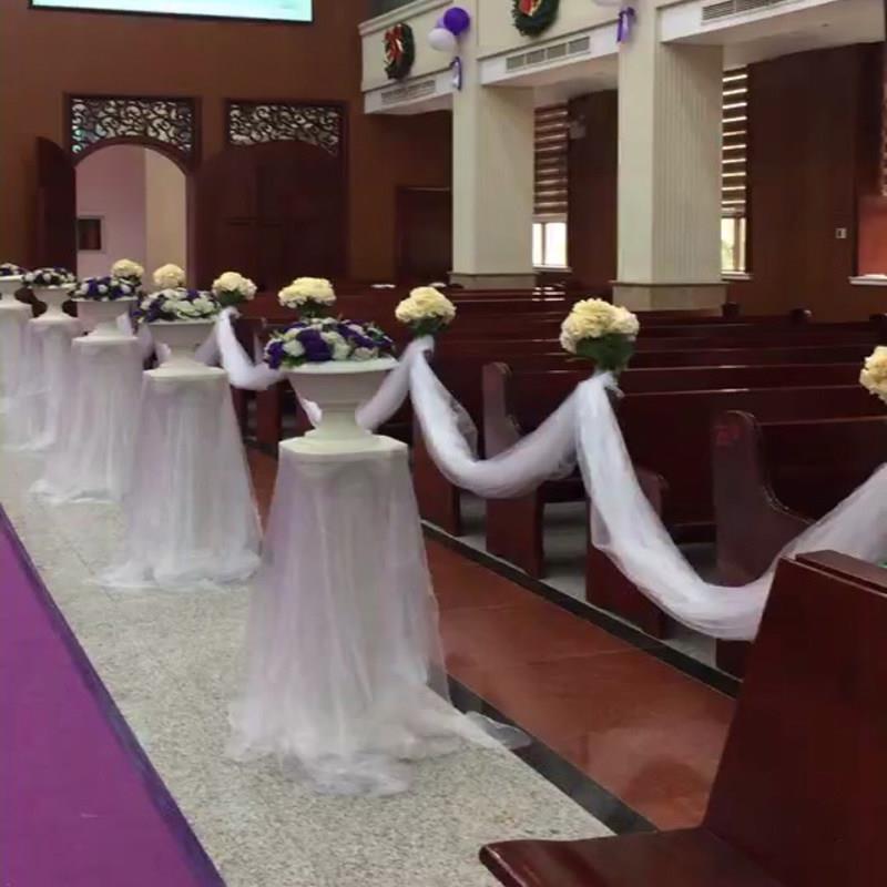 结婚庆教堂婚礼婚房布置商场店面楼梯纱幔扶手装饰纱幔椅背纱悬吊