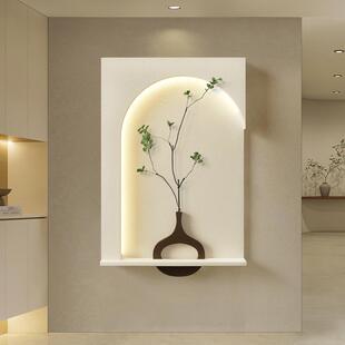 入户门正对墙玄关挂画现代简约餐厅饭厅装饰画轻奢led灯客厅壁画