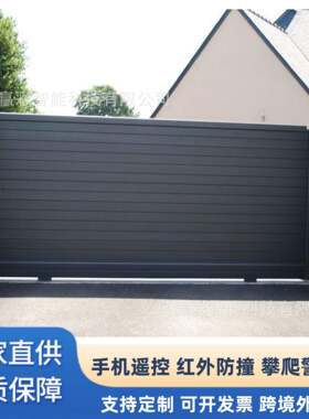 外贸平移门别墅车库门电动无轨道庭院门铝合金智能直线门电动开门
