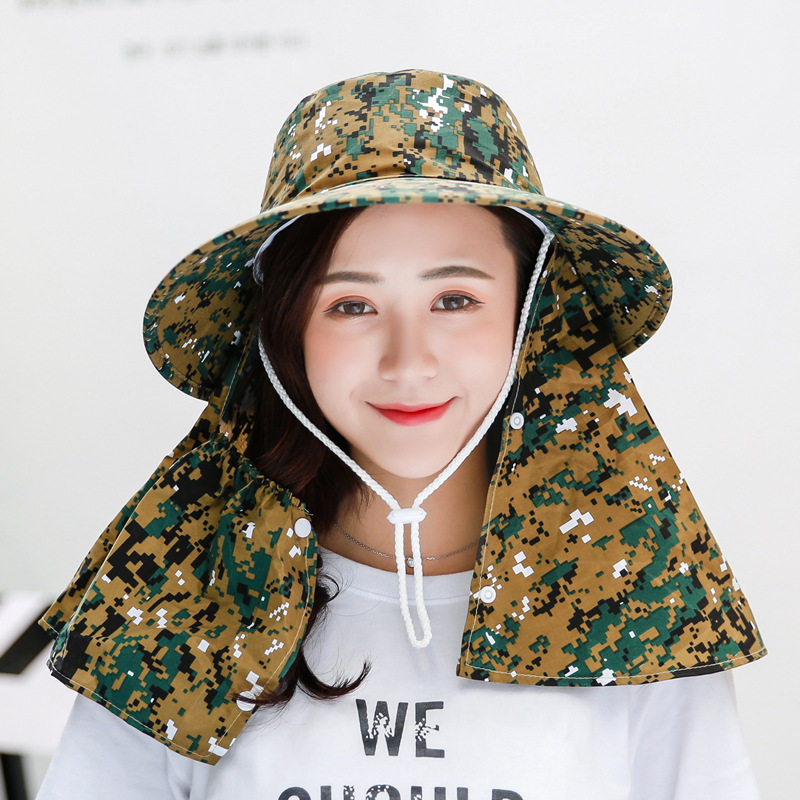 季女防紫外线太阳帽骑车防风帽防晒遮脸帽子采茶帽布帽