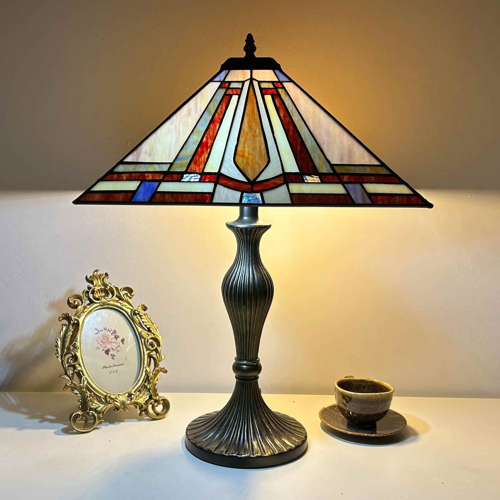 汇璟蒂凡尼台灯欧式复古玻璃灯罩客厅卧室书房装饰小台灯跨境