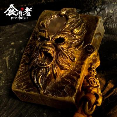 高档悟天食肉者齐大圣打火机孙空银黄铜925 雕刻金属盔甲煤油复古