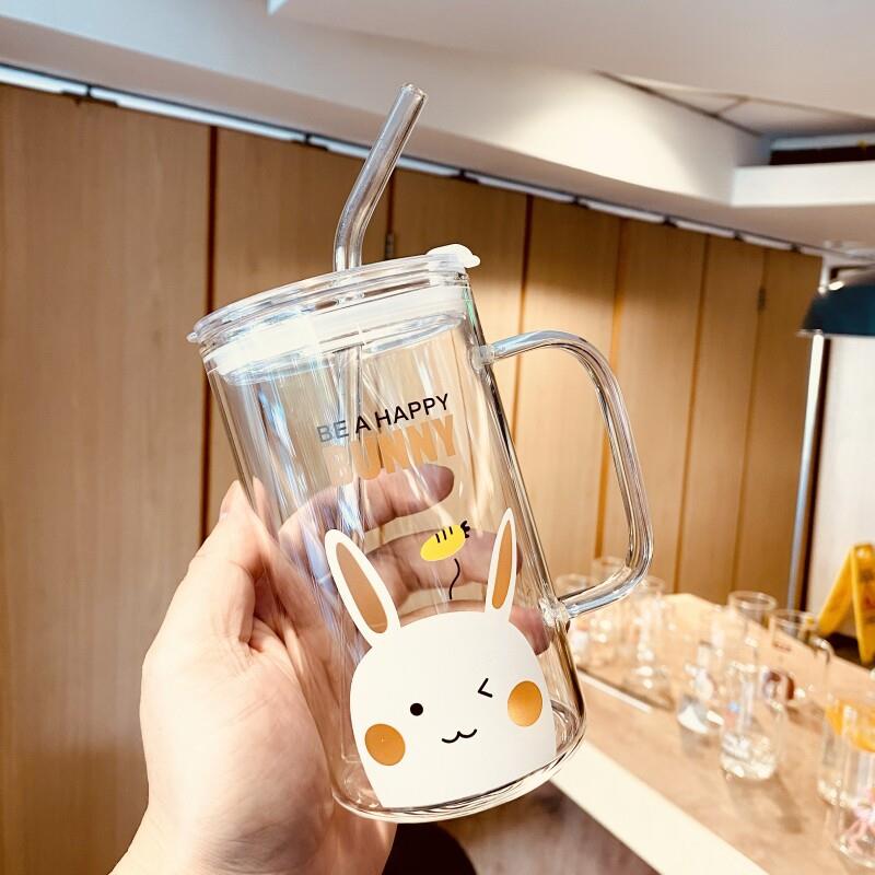 水杯，有盖，吸管，大容量，手柄，加厚，耐热茶杯，办公杯，女可