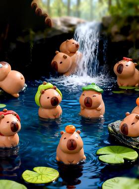 可爱卡皮巴拉水豚手办 情绪稳定治愈系小物件工位电脑装饰品摆件