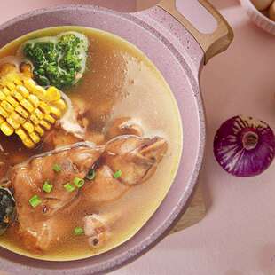 MGC麦饭石24cm浅汤锅 鸳鸯锅家用不粘平底蒸锅电磁炉明火通用砂锅