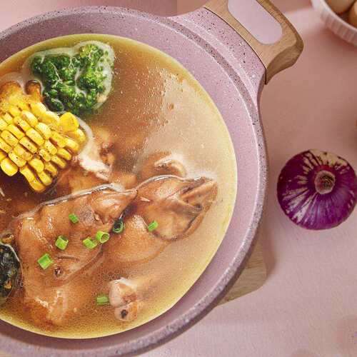MGC麦饭石24cm浅汤锅 鸳鸯锅家用不粘平底蒸锅电磁炉明火通用砂锅