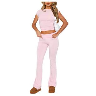 Pantaloni svasati da donna manica corta top set
