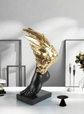 新款创意羽翼翅膀树脂工艺品轻奢家居客厅橱柜办公室桌面摆件
