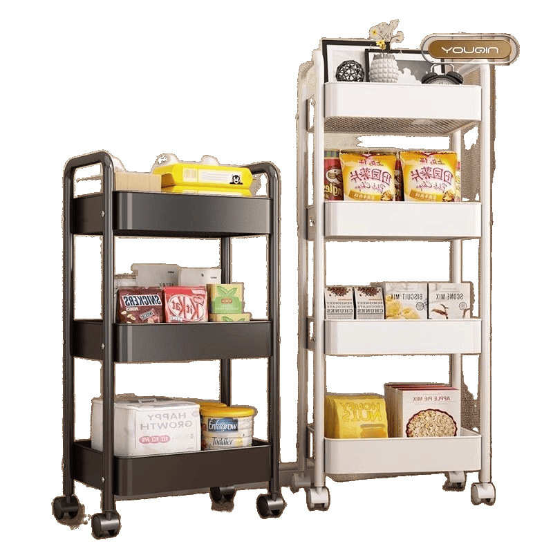 加厚碳钢小推车置物架厨房客厅落地移动卧室多层浴室收纳储物架子