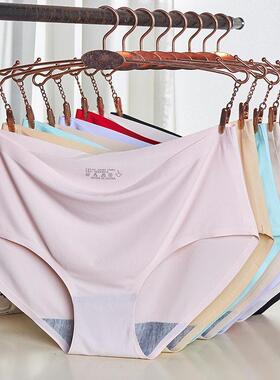 Women Seamless Panties Mid Waist Briefs Knickers Underwear