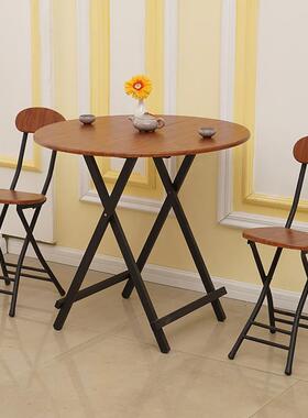 用折桌叠桌便携NGF简易吃家饭子现代简圆约圆桌欧式小户型形实木