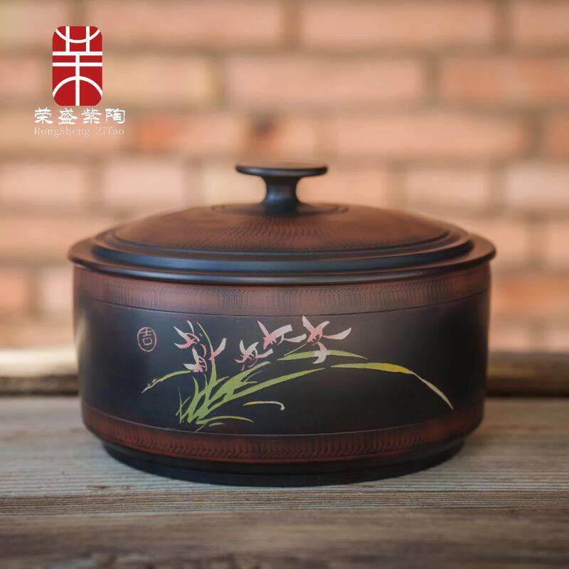 云南建水紫陶茶叶罐陶瓷茶罐储存普洱茶饼茶缸家用密封收纳罐防潮