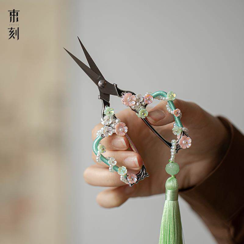 束刻纯手工流苏茶剪纯铜茶叶包泡茶袋剪刀普洱茶剪刀茶道配件家用