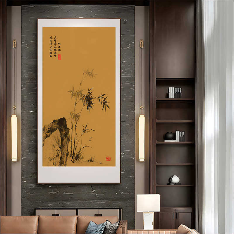 金箔玄关走廊装饰画高端美学墙画入户禅意茶室背景宋代书房挂画