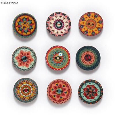 50pcs Retro series Wood Buttons for Handwork Sewing Scrapboo