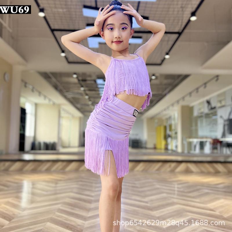 高级拉丁舞练功服女专业儿童表演出服装少儿吊带流苏裙拉丁舞服夏