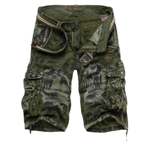 Men's workwear shorts with multiple pockets, mid length