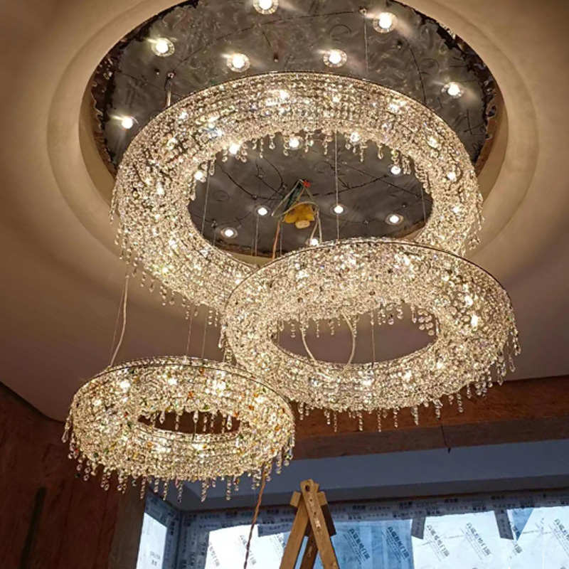 RI0T简约现代轻奢水晶客厅吊灯餐厅灯复式楼主灯卧室别墅酒店大堂