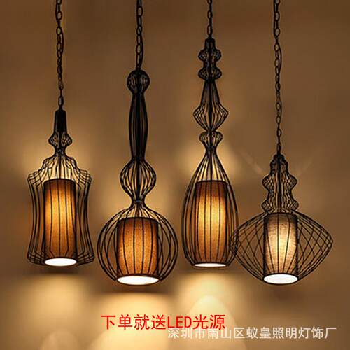 新店中式鸟吊笼灯仿古灯工业灯笼具复古酒茶楼咖21啡厅铁艺鸟笼吊