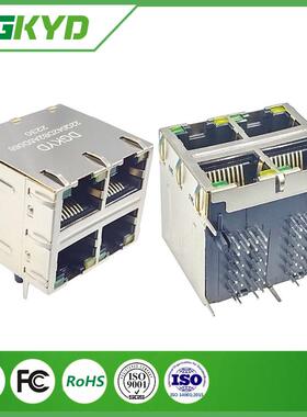 DGKYD22Q042DB2A5D068 RJ45千兆网络连接器 带灯屏蔽10PIN