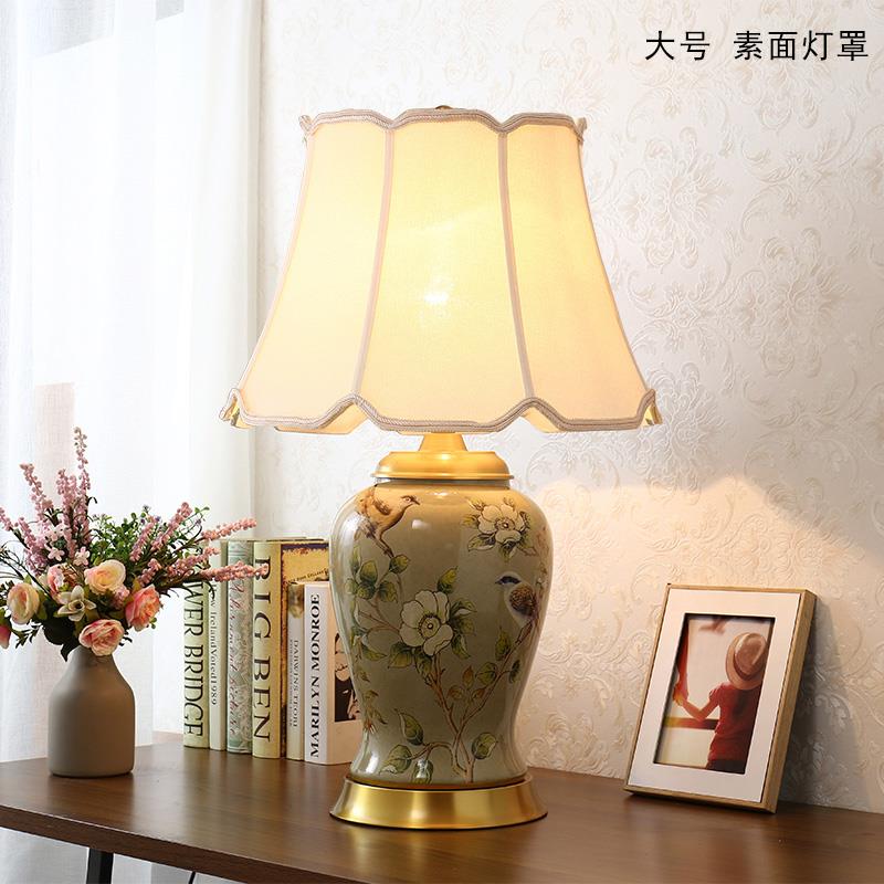 正品台灯卧室床头客角几欧式田园奢新中式美式复古华全铜陶瓷厅台