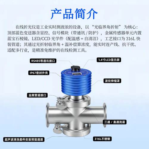 工业在线折光仪分辨率D圣凯安 CC 光学浓度度检测仪精器品质