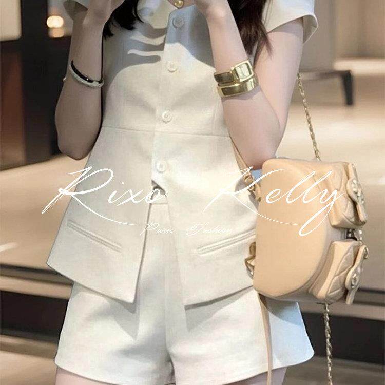 RIXO STREET夏季穿搭高级感气质名媛小香风短袖上衣短裤套装女