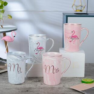 十元店北欧风大理石陶瓷杯家用水杯马克杯办公室杯子婚庆伴手礼品