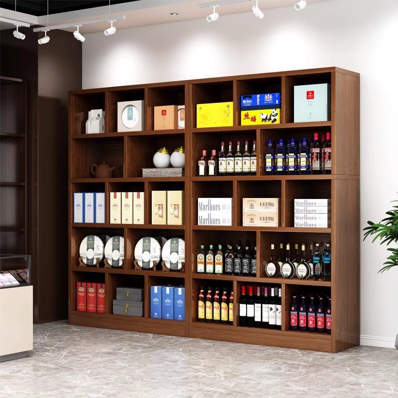 超市货柜烟酒柜茶叶陈列架收纳储物柜子简约便利店产品样品展示柜