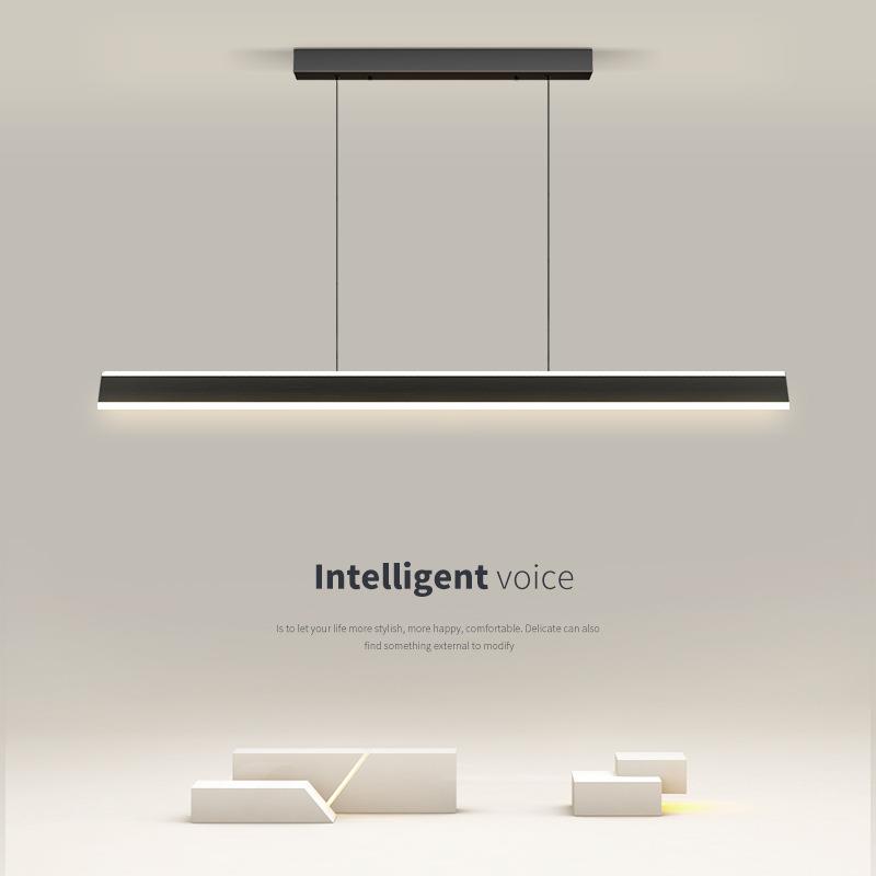 餐厅吊灯北欧现代简约大气一字长条小爱智能控制极简吧台餐桌灯具
