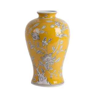 黄色复古花瓶新中式手绘陶瓷花器陶瓷美式装饰复古玄关瓷器高级感