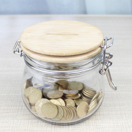 透明玻璃存钱储蓄罐，大号零钱罐卡扣，游戏币罐硬币纸币存钱罐