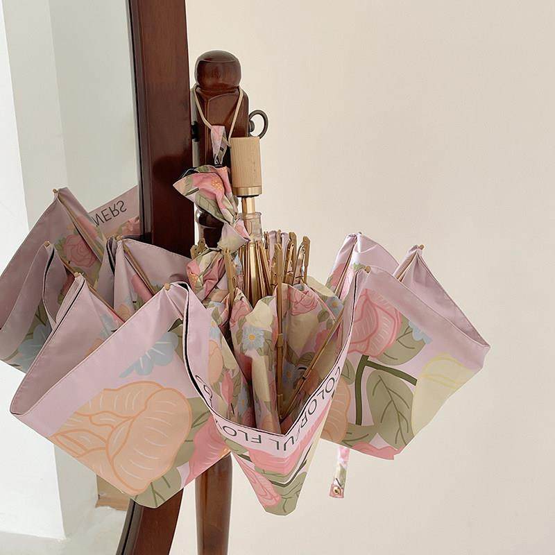 高颜值！双面双花双层防紫外线晴雨伞女黑胶太阳伞折叠黑胶防晒伞,居家日用,伞,淘宝优惠券,粉丝福利购,淘宝优惠卷