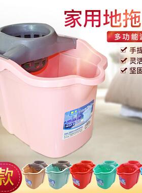 新品塑料拖把桶加厚家用手压老式地拖桶带轮沥水大红色清洁桶水桶