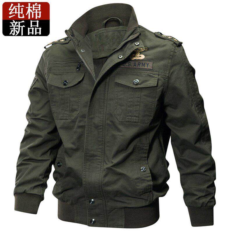 春秋潮牌工装衣服男2025年新款中年夹克外套肥佬军加绒保暖上衣服