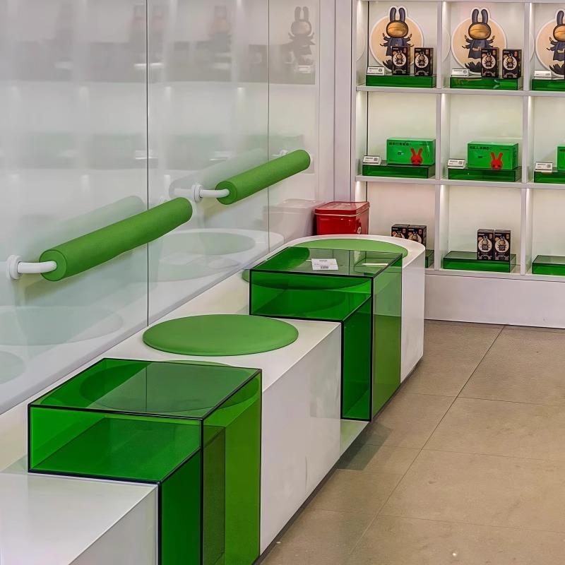 亚克力L型展示台梯形展示架网红道具展示吧台透明中岛阶梯陈列柜
