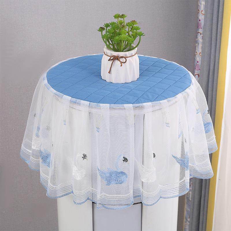 立式空调防尘罩家用圆柱形空调罩布艺罩刺绣开机不取柜机顶部盖布