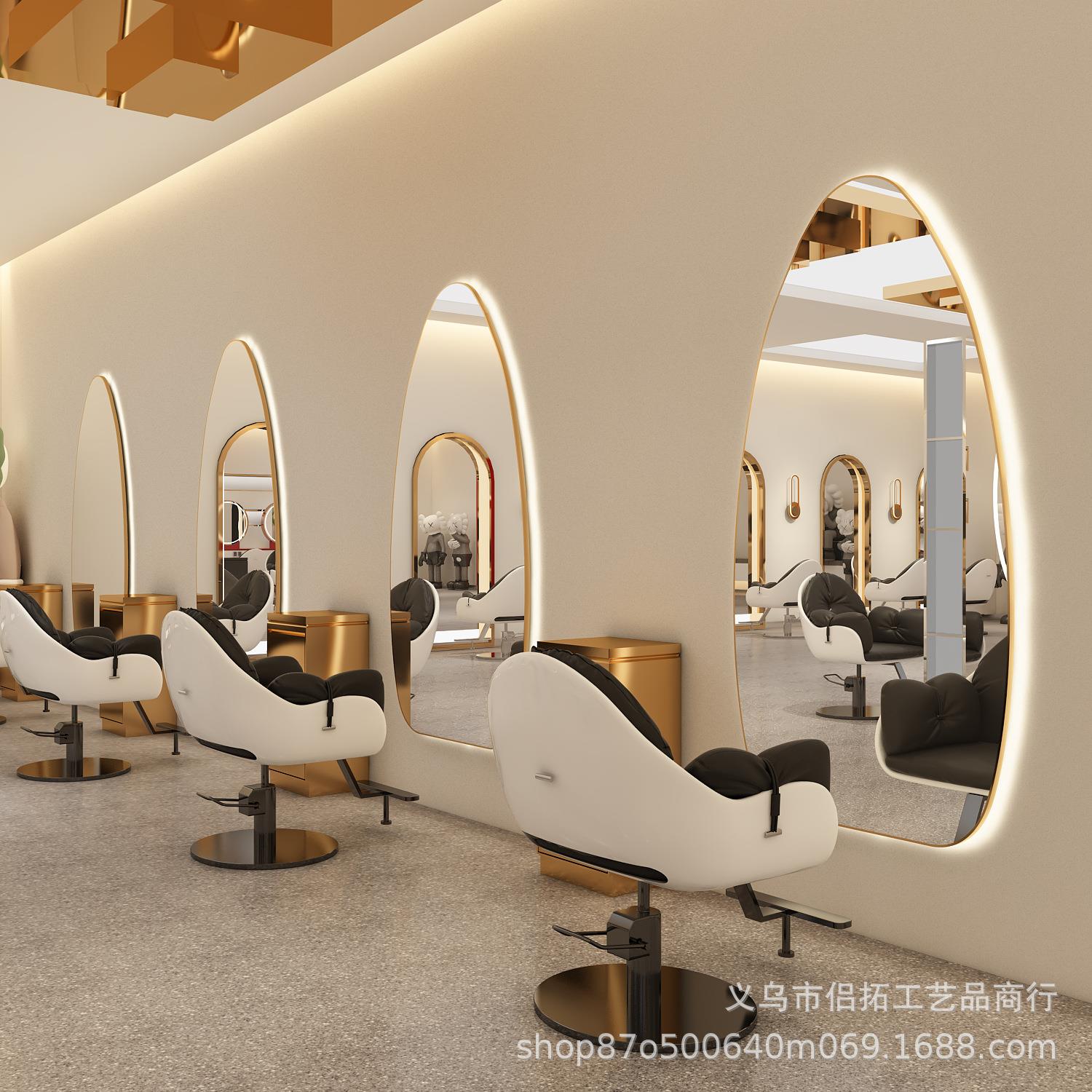 网红发廊专用理发店单面挂墙镜子壁挂式LED触控款镜台[工厂直销]