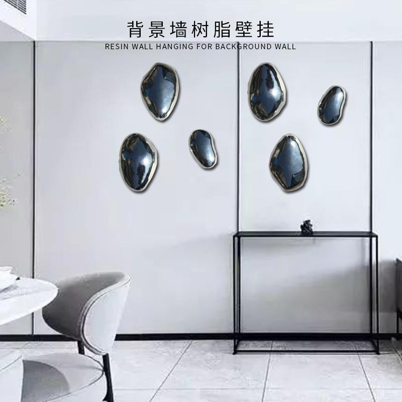 简约树脂电镀银水滴壁饰壁挂适合各种场所吊装和墙上挂件电镀石头