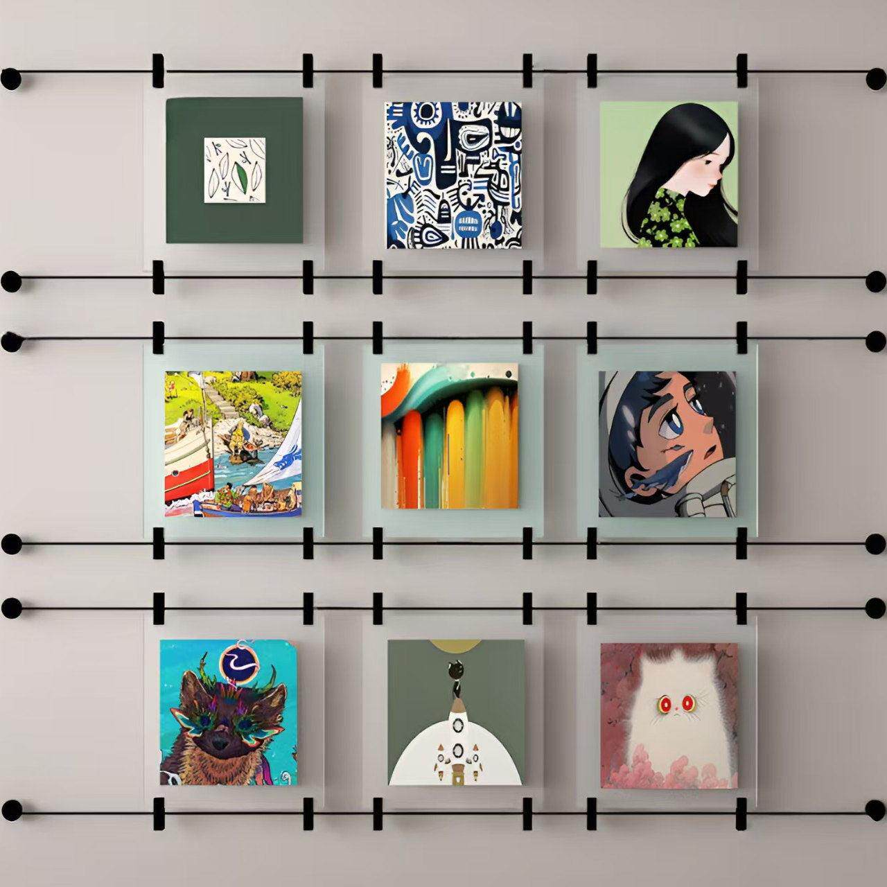 现代亚克力装饰画照片墙公司宣传画商场立体展示架高级感壁饰挂画