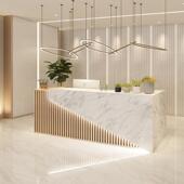 简约现代美容院收银台桌轻奢吧台柜商用大理石公司办公前台接待台