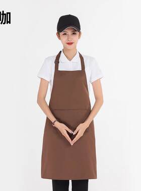 新款直销防水油污简约奶茶咖啡店冷饮餐饮超市工作服围裙制定logo
