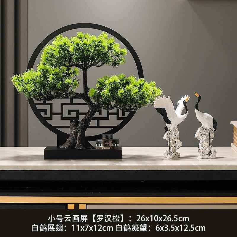 高档彷真迎客汉客松罗松摆件玄关书房书架室厅装茶饰品酒店绿植盆图片