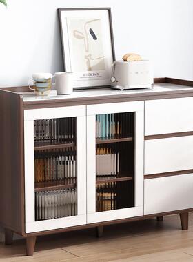 全实木餐边柜柜胡桃色客DCY厅酒茶水柜厨房物功柜储多能收纳一体