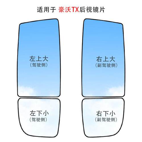 重汽豪沃TX7TX5TX6后视镜片豪沃TX340/460后照镜反光镜片加热电动